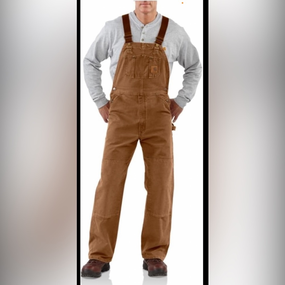 NWT Carhartt Overalls Men 42X30 Brown Duck Canvas Bib‎ Double Knee 14806 Vintage